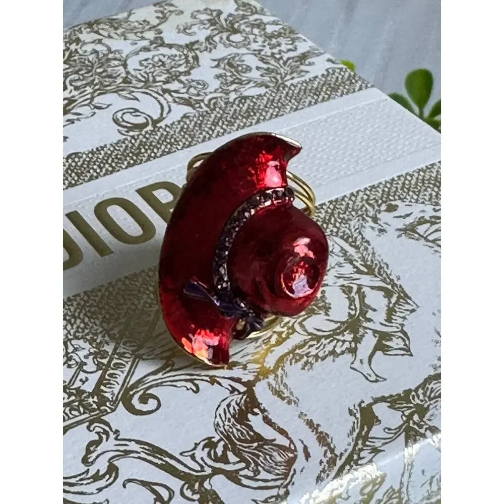 BOGO FREE RED ENAMEL HAT SOCIETY RING 7/8
